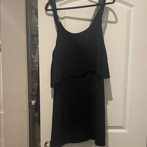 Navy crochet sleeve layer dress 10